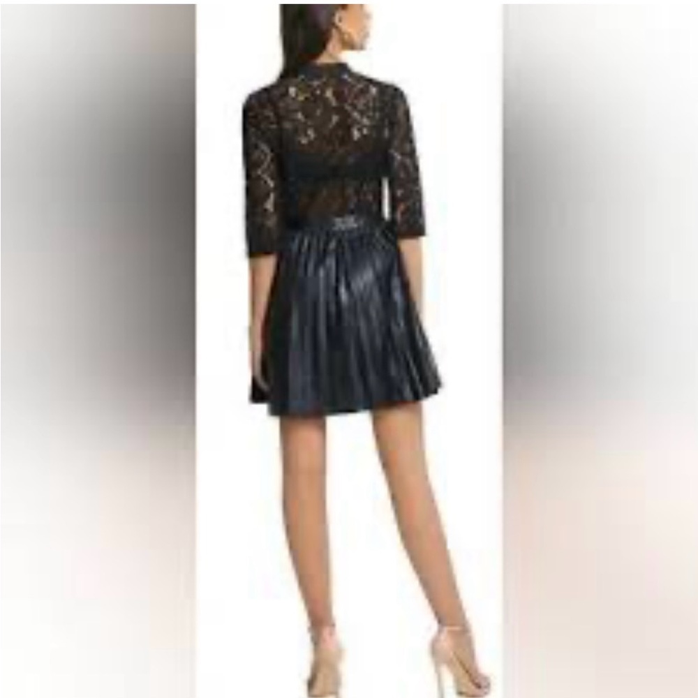 NWT Avantlook Dress - Black Lace and Faux Leather pleated - Picture 2 of 6